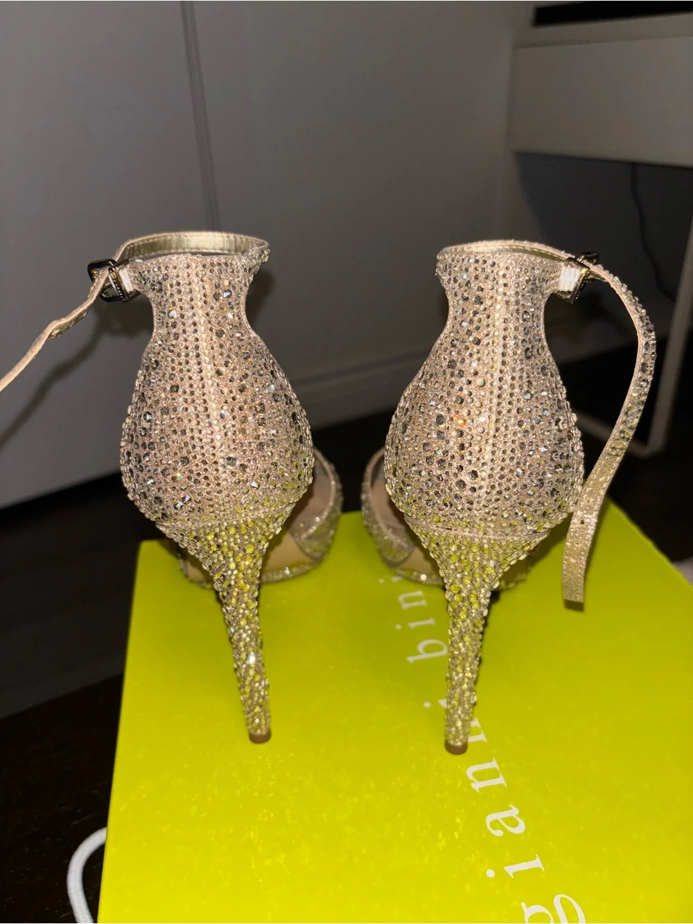 Gianni Bini Silver Rhinestone Platform Ankle-Strap Heels